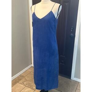 Vintage 90s Ambria Blue Suede Strappy Dress